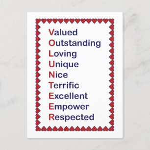 Volunteer Appreciation Bedankt Harten Rood Wit Briefkaart