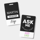 Volunteer Badge | Aangepaste naamlabel (Voor- en achterkant)