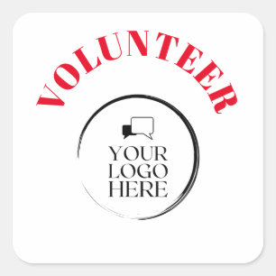 Volunteer Badge met aangepaste Logo Vierkante Sticker