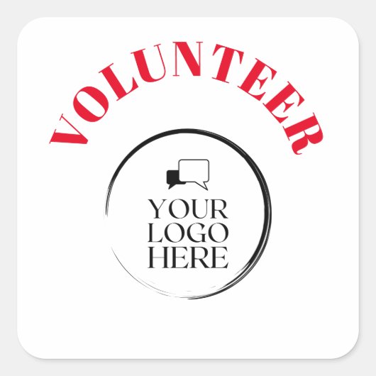 Volunteer Badge met aangepaste Logo Vierkante Sticker (Voorkant)
