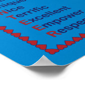 Volunteer Blue en Red Typography Hearts Poster (Hoek)