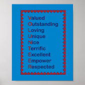 Volunteer Blue en Red Typography Hearts Poster (Voorkant)