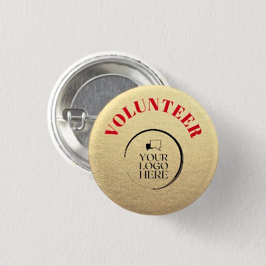 Volunteer Button Gold Badge met aangepaste Logo (Voorkant /achterkant)