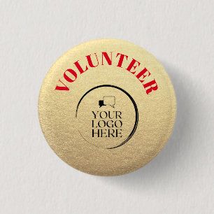 Volunteer Button Gold Badge met aangepaste Logo