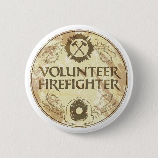 Volunteer Firefighter Grunge Ronde Button 5,7 Cm (Voorkant)