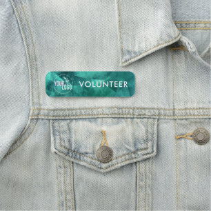 Volunteer Green Geometric Pin of Magnetic Backing Naamplaatje