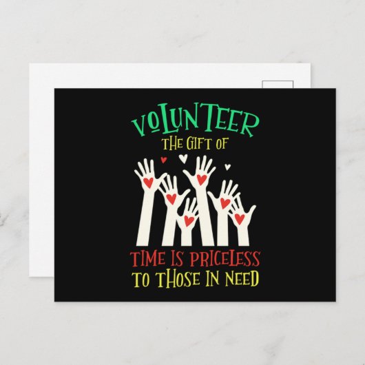 Volunteer Heart Vlunteers Volunteering Kindness Ch Briefkaart (Voorkant / Achterkant)