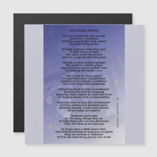Volunteer Heroes Magnetic Kaart (Voorkant / Achterkant)
