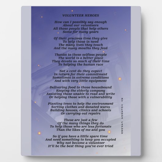 Volunteer Heroes Plaque Fotoplaat (Voorkant)