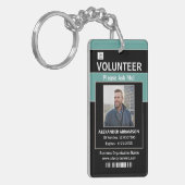 Volunteer-ID-kaart Moderne Vraag me Logo Sleutelhanger (Voorkant Links)