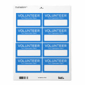 Volunteer-kleefnaamplaatjes Aangepast blauw Etiket (Full Sheet)