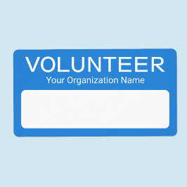 Volunteer-kleefnaamplaatjes Aangepast blauw Etiket