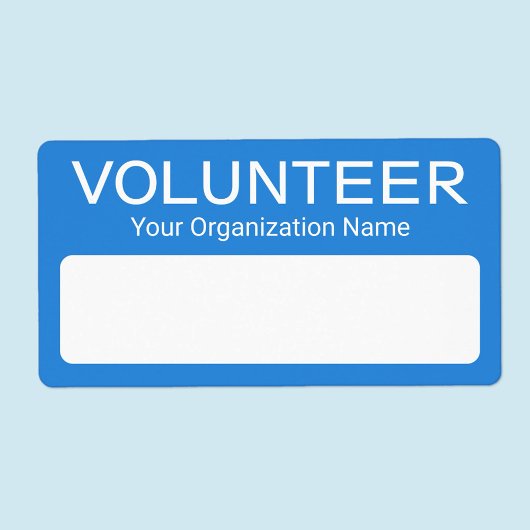 Volunteer-kleefnaamplaatjes Aangepast blauw Etiket