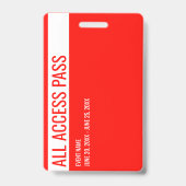 Volunteer Naam All Access Pass Evenement Rood Wit  Badge (Achterkant)