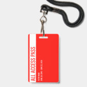 Volunteer Naam All Access Pass Evenement Rood Wit  Badge (Achterkant met lanyard)