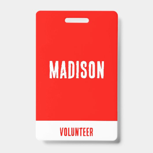 Volunteer Naam All Access Pass Evenement Rood Wit  Badge (Voorzijde)