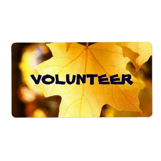 VOLUNTEER Naamlabel Etiket Gouden Herfstbladeren (Voorkant)