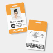 Volunteer Photo ID Badges with Clip or Lanyard (Front & Back)