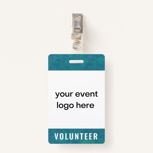 Volunteer Staff Event Badge Teal (Voorkant met clip)