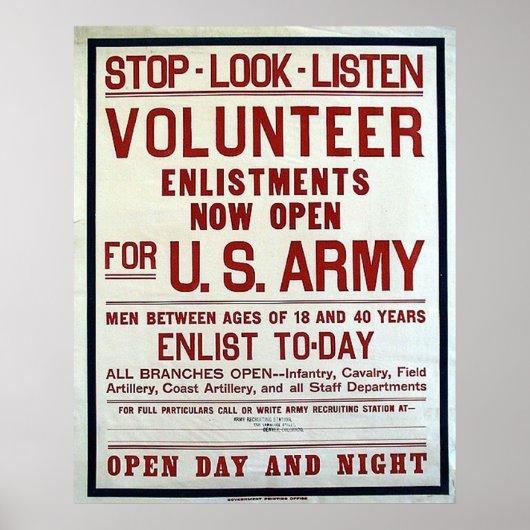 Volunteer - US Army Poster (Voorkant)