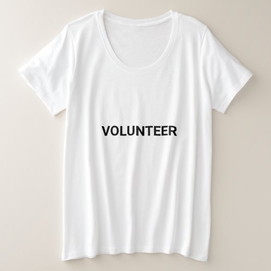 Volunteer zwart-wit eenvoudig elegant modern grote maat t-shirt (Design voorkant)