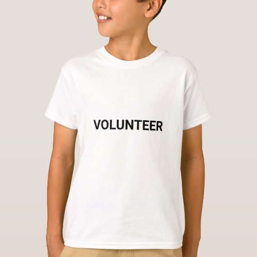 Volunteer zwart-wit eenvoudig elegant modern t-shirt (Voorkant)