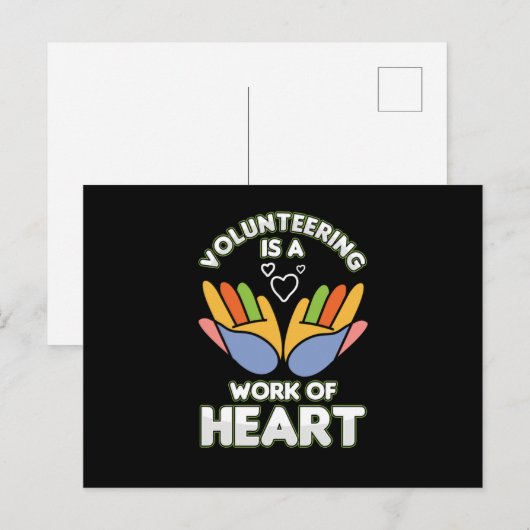 Volunteering Is A Work Of Heart Volunteer Voluntee Briefkaart (Voorkant / Achterkant)