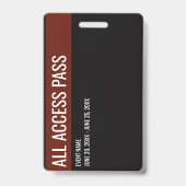 Volunteernaam All Access Pass-evenement rood & zwa Badge (Achterkant)