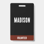 Volunteernaam All Access Pass-evenement rood & zwa Badge (Voorzijde)
