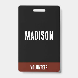 Volunteernaam All Access Pass-evenement rood & zwa Badge