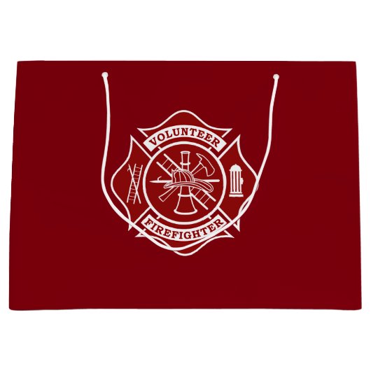 Voluntende brandweerman met grote cadeau groot cadeauzakje (Voorkant)