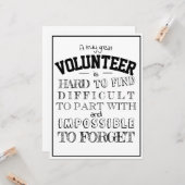 Volunter Appreciation Dank u het manuscript witte  Kaart (Voorkant / Achterkant in situ)