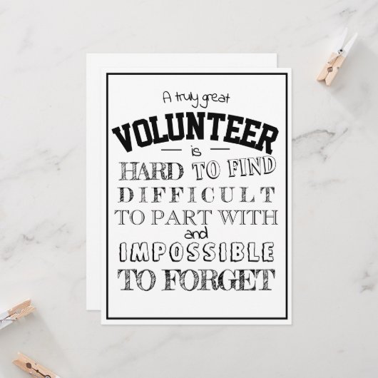 Volunter Appreciation Dank u het manuscript witte  Kaart (Voorkant / Achterkant in situ)