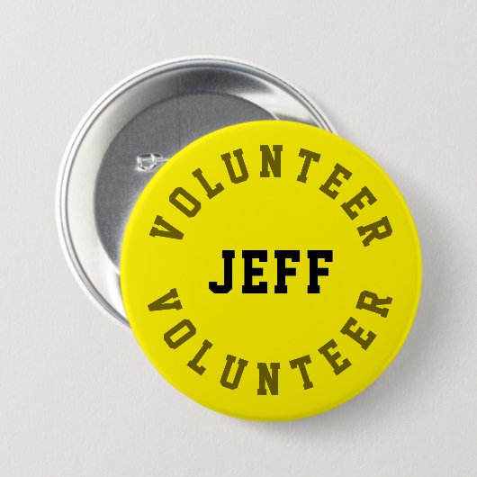 Volunter Name Badge Personalized Yellow Ronde Button 7,6 Cm (Voorkant /achterkant)