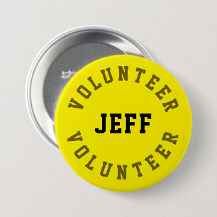 Volunter Name Badge Personalized Yellow Ronde Button 7,6 Cm