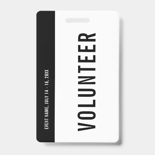 Volununteer Black & White Event Staff All Access Badge (Voorzijde)