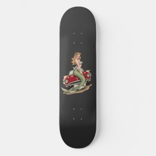 Voluptuous Blonde Mermaid on Red Vintage Car - Fan Persoonlijk Skateboard