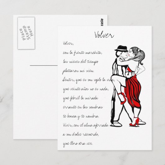 Volver Tango Lyrics Briefkaart (Voorkant / Achterkant)