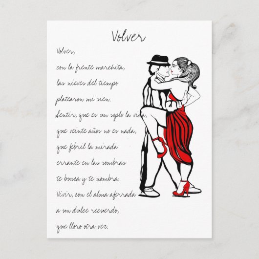 Volver Tango Lyrics Briefkaart (Voorkant)