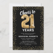 Volwassen 21e verjaardag zwart goud kaart (Voorkant)