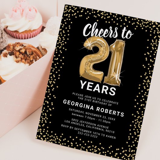 Volwassen 21e verjaardag zwart goud kaart