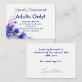 VOLWASSEN ALLEEN bruiloft korenbloem Reverie Informatiekaartje (Voorkant / Achterkant)