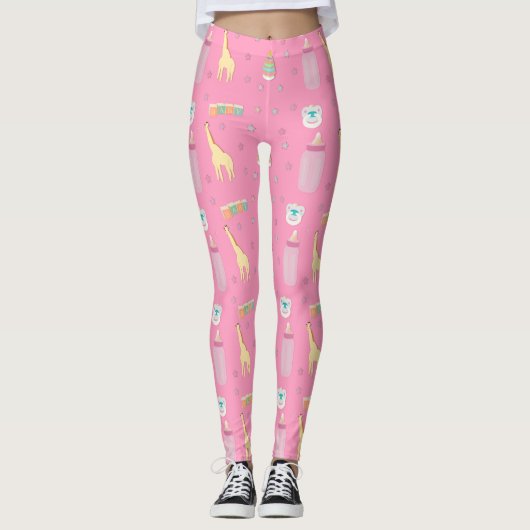 Volwassen Baby Leggings Roze / ABDL / Baby 4 Leven (Voorkant)