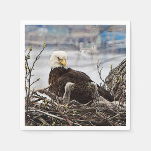 Volwassen Bald Eagle met eaglets Servetten