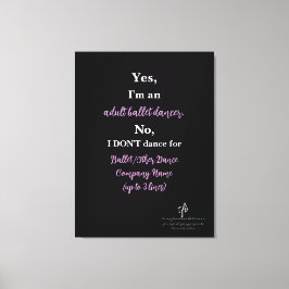 Volwassen ballet Dancer Bleek Plum/White Text Lg. Canvas Afdruk