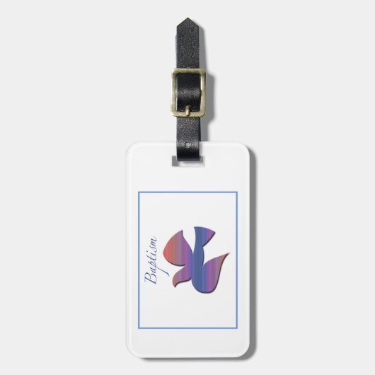 , volwassen Baptisme Dove Bagagelabel (Voorkant verticaal)