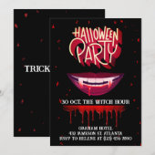 Volwassen Bloedige Vampier Zwart Halloween Feest Kaart (Voorkant / Achterkant)