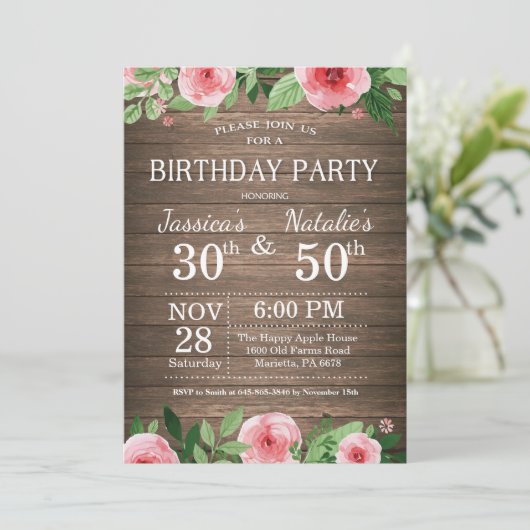 Volwassen Bloemen Rustiek Gezamenlijk Verjaardagsf Kaart (Staand voorkant)