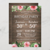 Volwassen Bloemen Rustiek Gezamenlijk Verjaardagsf Kaart (Voorkant / Achterkant)