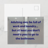 VOLWASSEN: briefkaart van de badkamer (Voorkant / Achterkant)